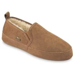 Acorn Mens Shearling Romeo Moc Slippers With Genuine Sheepskin