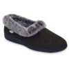 Acorn Womens Chinchilla Collar Slippers