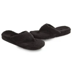 ACORN Womens Spa Thong Slippers - Black