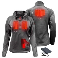 ActionHeat 5V Womens 1/2 Zip Pullover Battery Heated Shirt 13 ActionHeat 5V Womens 1/2 Zip Pullover Battery Heated Shirt -Hestra Clothing Store actionheat 5v battery heated 1 2 zip pullover shirt women s 261