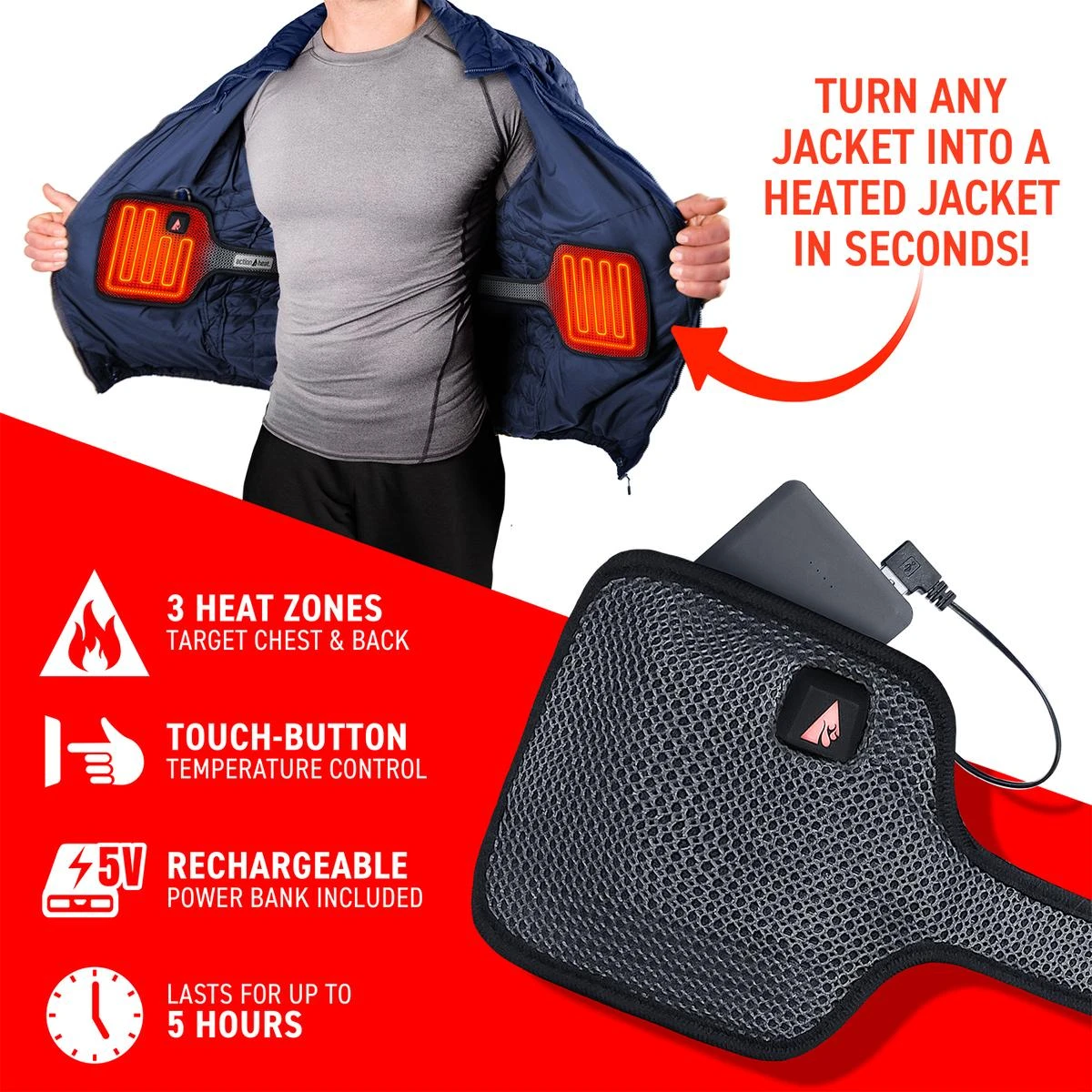 ActionHeat 5V Battery Heated Jacket Insert 7 ActionHeat 5V Battery Heated Jacket Insert - Image 5