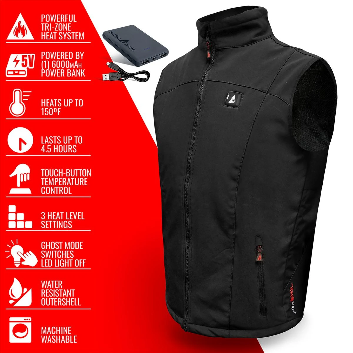 ActionHeat 5V Mens Softshell Battery Heated Vest 7 ActionHeat 5V Mens Softshell Battery Heated Vest - Image 5