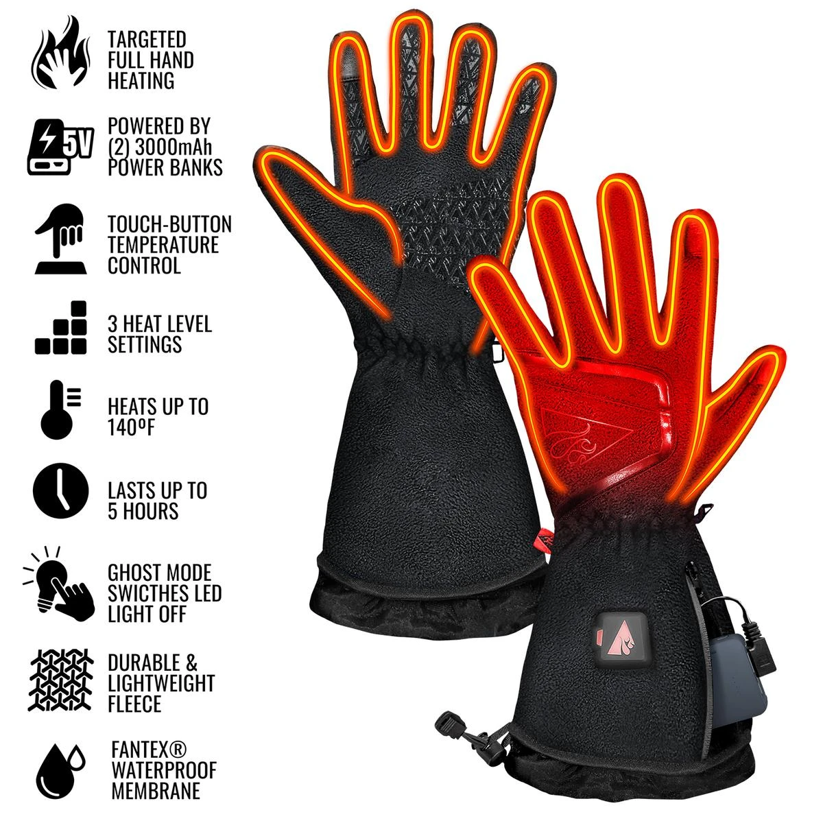 ActionHeat 5V Mens Slim Fit Fleece Heated Gloves 5 ActionHeat 5V Mens Slim Fit Fleece Heated Gloves - Image 3