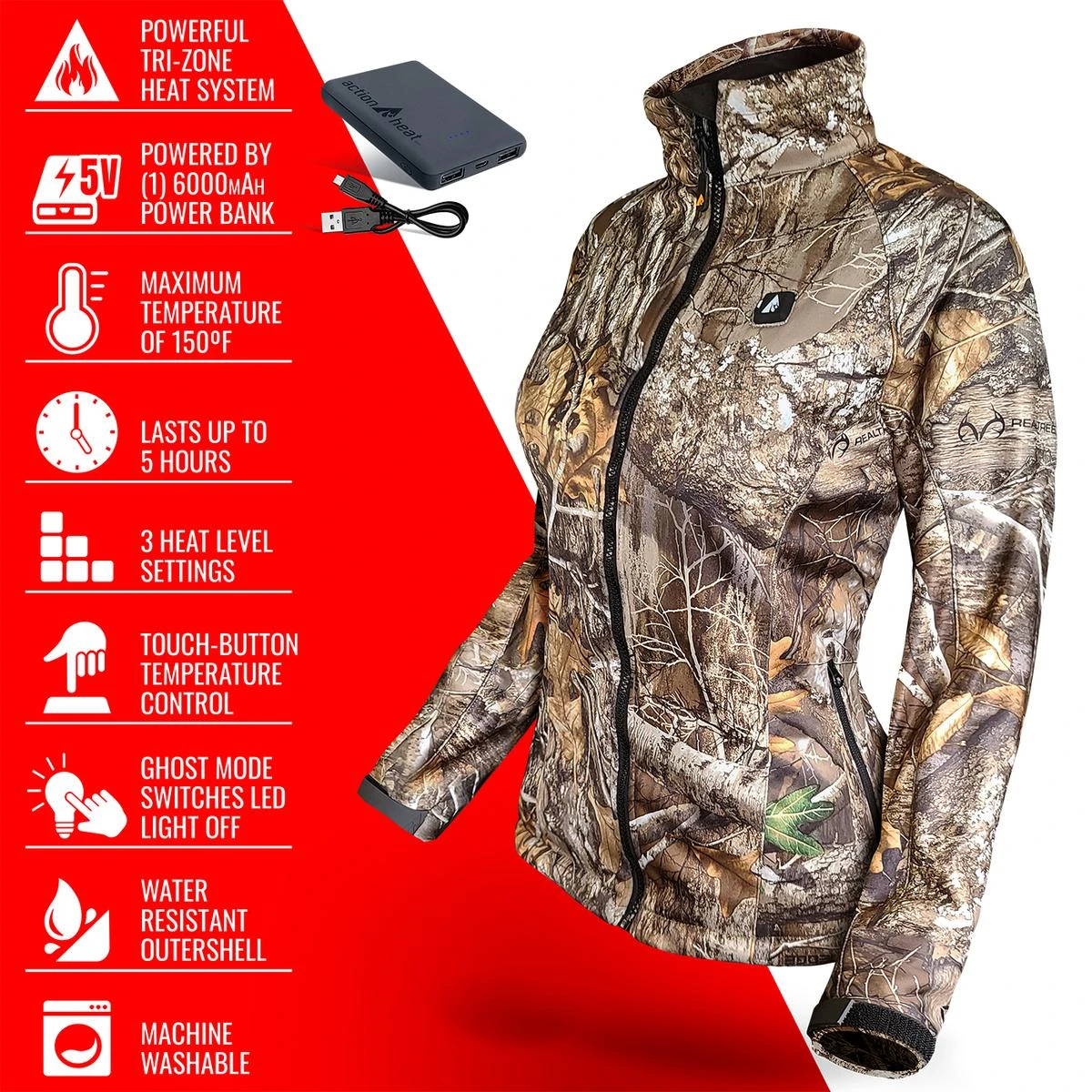 ActionHeat 5V Womens Battery Heated Hunting Jacket 7 ActionHeat 5V Womens Battery Heated Hunting Jacket - Image 5