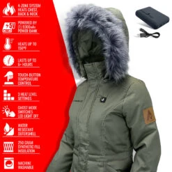 ActionHeat 5V Womens Battery Heated Parka Jacket -Hestra Clothing Store actionheat 5v women s battery heated parka jacket 9