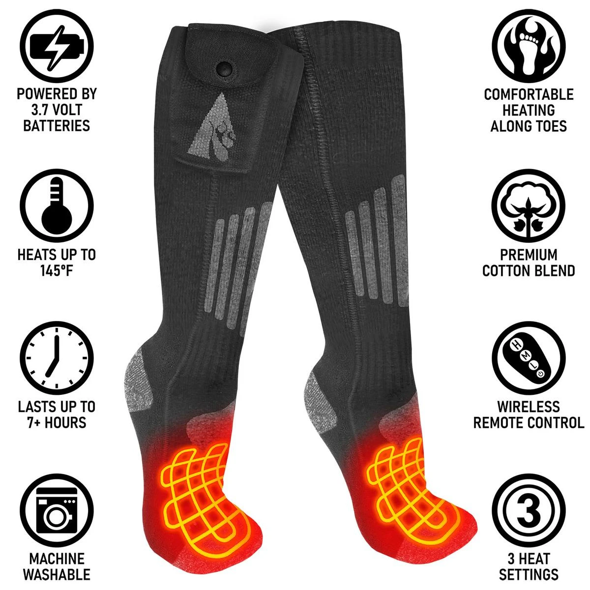 ActionHeat 3.7V Cotton Rechargeable Heated Socks 2.0 With Remote 4 ActionHeat 3.7V Cotton Rechargeable Heated Socks 2.0 With Remote - Image 3