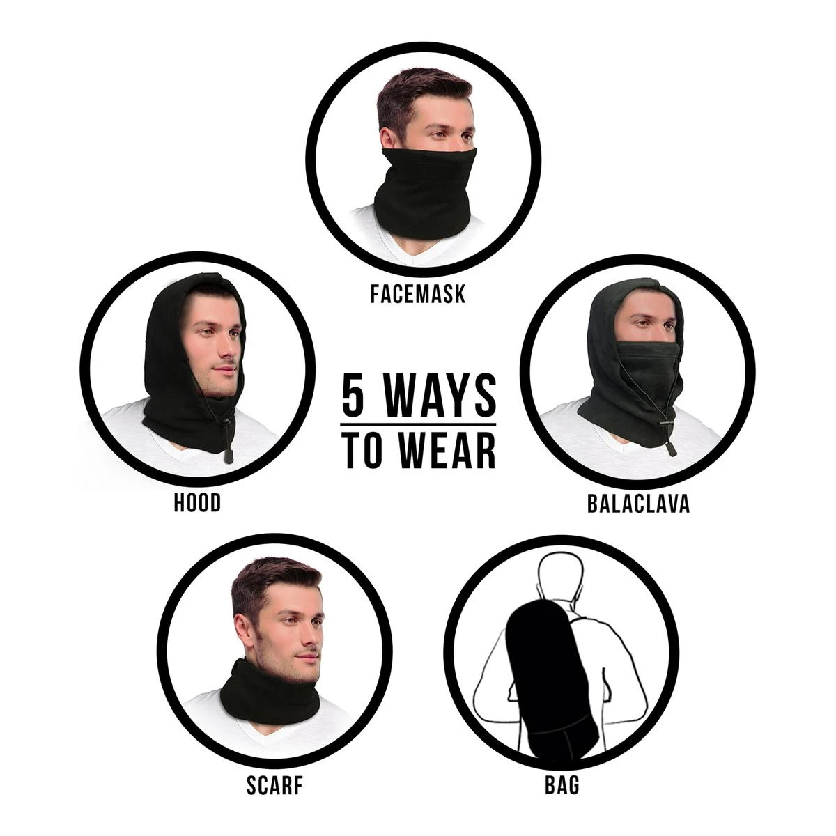 ActionTech 5-in-1 Wind And Waterproof Fleece Balaclava 9 ActionTech 5-in-1 Wind And Waterproof Fleece Balaclava - Image 7