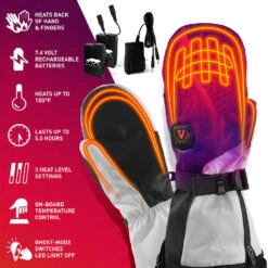 Aheata 7V Battery Heated Gloves - Unisexittens -Hestra Clothing Store aheata 7v battery heated flex textile mittens 16