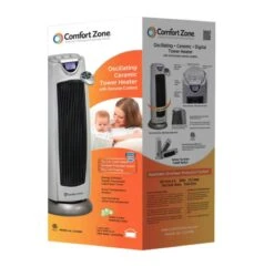 Comfort Zone CZ499R Ceramic Electric Tower Fan-Forced Heater -Hestra Clothing Store comfort zone cz499r ceramic electric tower fan forced heater silver 90