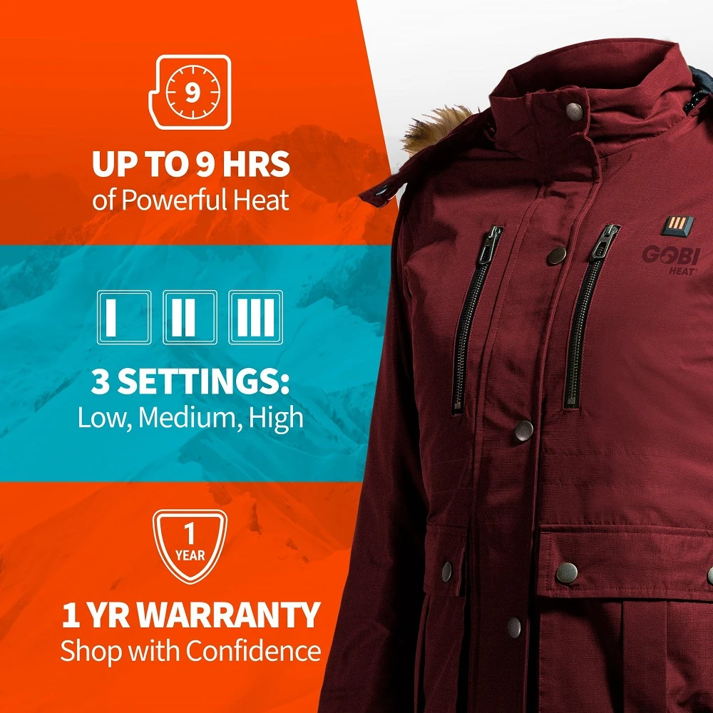 Gobi Heat Womens Arcadia 5 Zone Heated Parka Jacket 10 Gobi Heat Womens Arcadia 5 Zone Heated Parka Jacket - Image 8