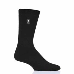 Heat Holders Mens Ultra Lite Cardinal Solid Crew Socks - Black