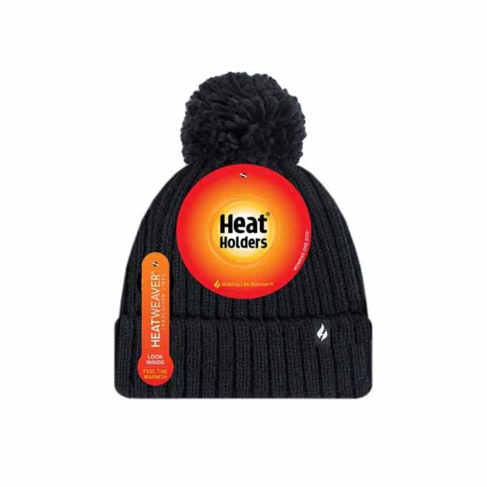 Heat Holders Womens Arden Ribbed Knit Roll Up Hat With Pom Pom 3 Heat Holders Womens Arden Ribbed Knit Roll Up Hat With Pom Pom