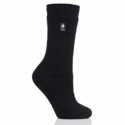 Heat Holders Womens Lite Dahlia Solid Crew Socks - Black