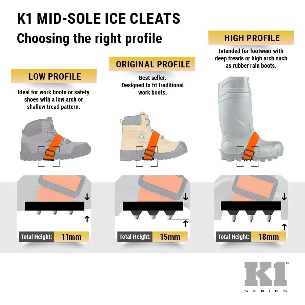 K1 Ice Cleats Original Mid-Sole Ice Cleats Intrinsic - Hi-Vis 9 K1 Ice Cleats Original Mid-Sole Ice Cleats Intrinsic - Hi-Vis - Image 7