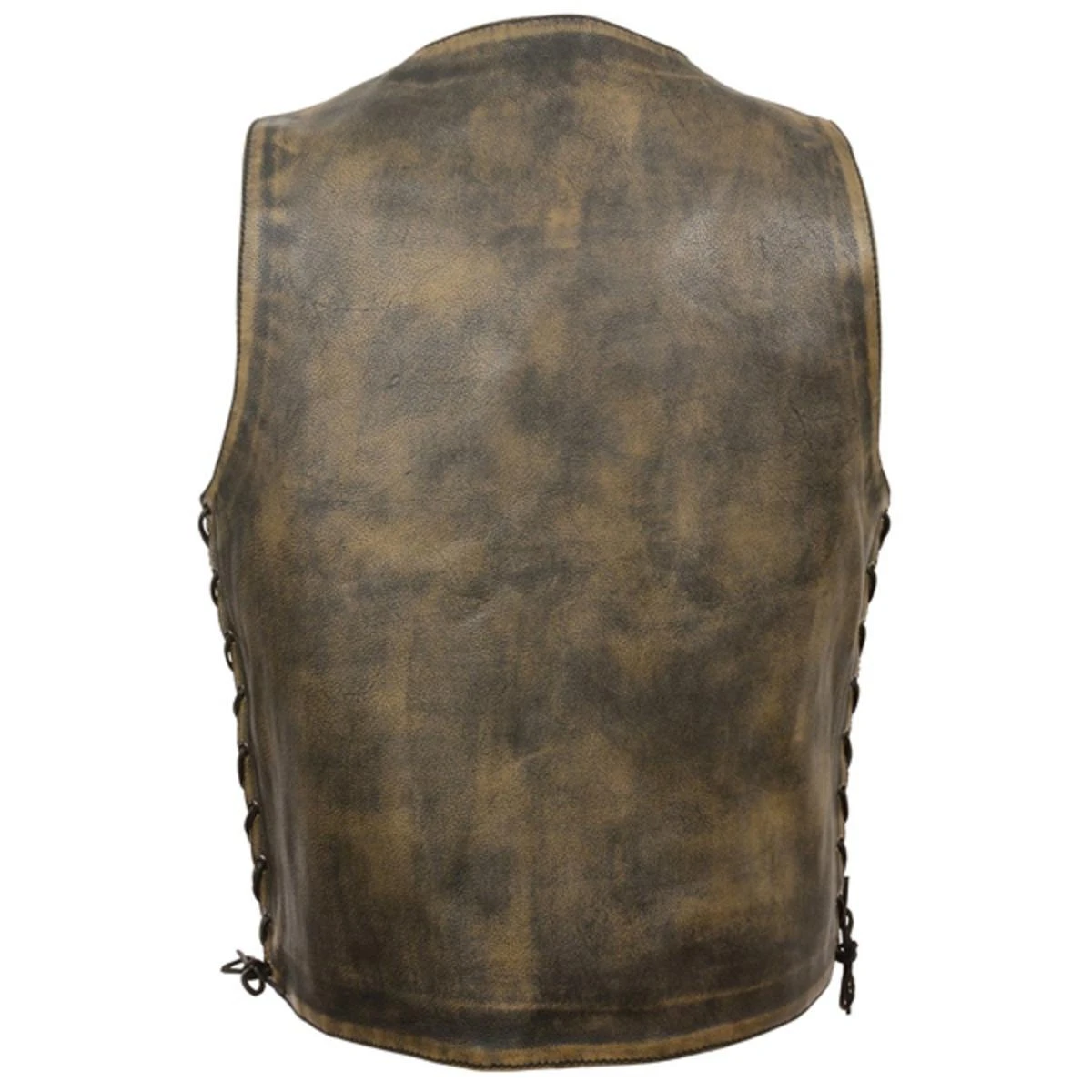 Milwaukee Leather Mens Brown Distressed 10 Pocket Vest 4 Milwaukee Leather Mens Brown Distressed 10 Pocket Vest - Image 2