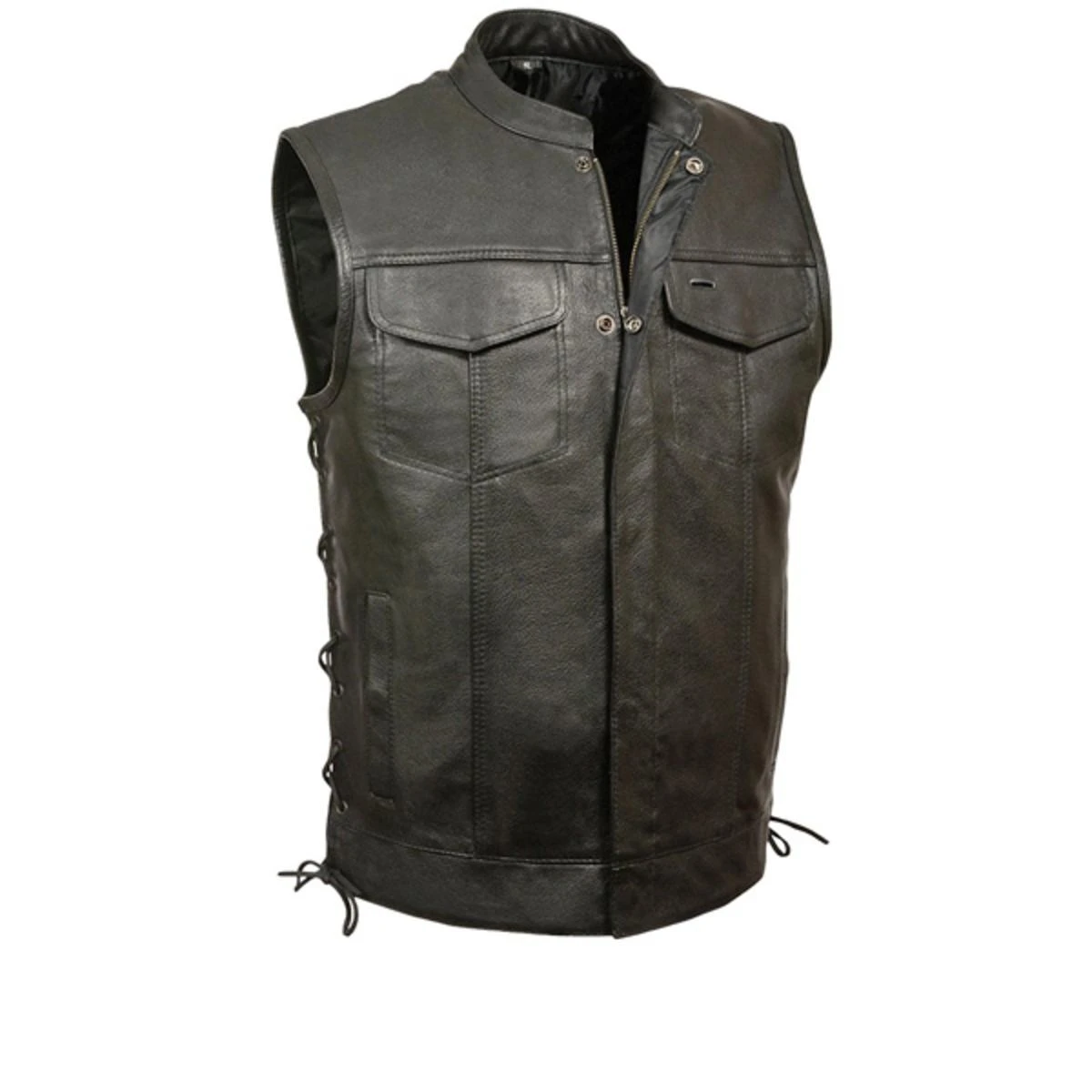 Milwaukee Leather Mens Side Lace Snap/Zip Front Club Vest 3 Milwaukee Leather Mens Side Lace Snap/Zip Front Club Vest