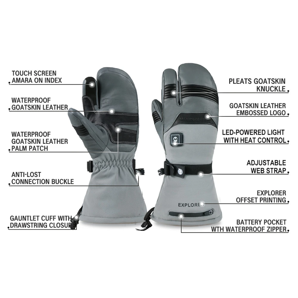 Mount Tec Explorer 5 Heated Performance 3 - Finger Ski Gloves 5 Mount Tec Explorer 5 Heated Performance 3 - Finger Ski Gloves - Image 3