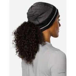 Nathan HyperNight Reflective Ponytail Beanie - Black/Geo Print -Hestra Clothing Store nathan hypernight reflective ponytail beanie black geo print 120