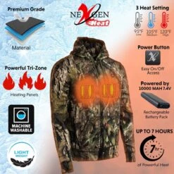 NexGen Heat Mens Camo Breakup Country Heated Zipper Hoodie -Hestra Clothing Store nexgen heat men s camo breakup country heated zipper hoodie 38