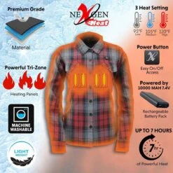 NexGen Heat Womens Bonnie Flannel Long Sleeve Heated Shirt -Hestra Clothing Store nexgen heat women s bonnie flannel long sleeve heated shirt 42