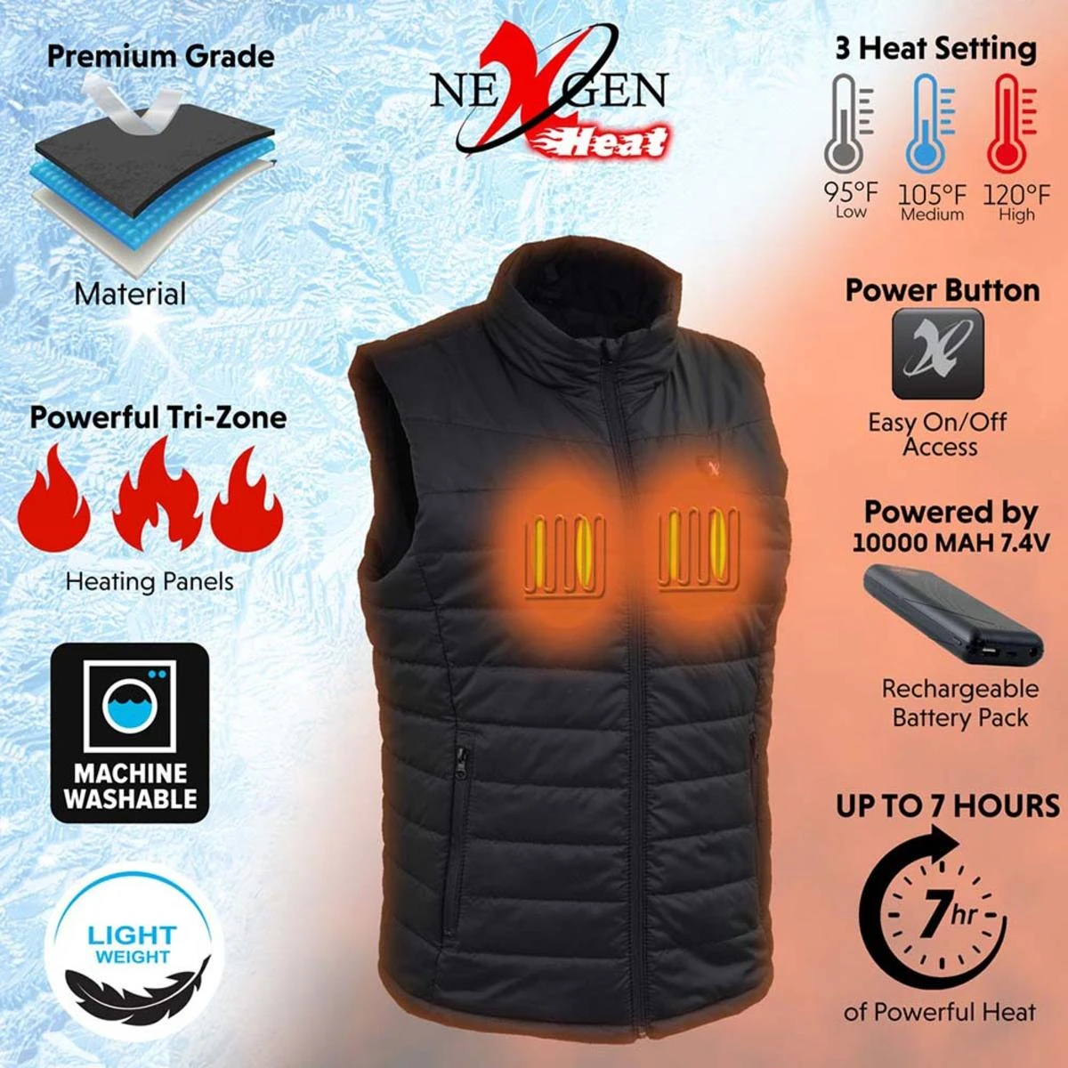 NexGen Heat Womens Puffed Textile Heated Vest 6 NexGen Heat Womens Puffed Textile Heated Vest - Image 4