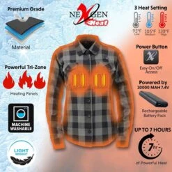 NexGen Heat Womens Standard Bonnie Flannel Long Sleeve Heated Shirt -Hestra Clothing Store nexgen heat women s standard bonnie flannel long sleeve heated shirt 40