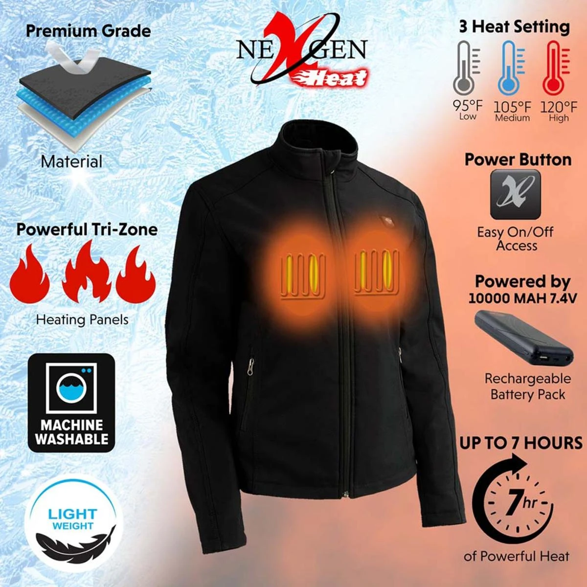 NexGen Heat Womens Storm Soft-Shell Heated Jacket 6 NexGen Heat Womens Storm Soft-Shell Heated Jacket - Image 4