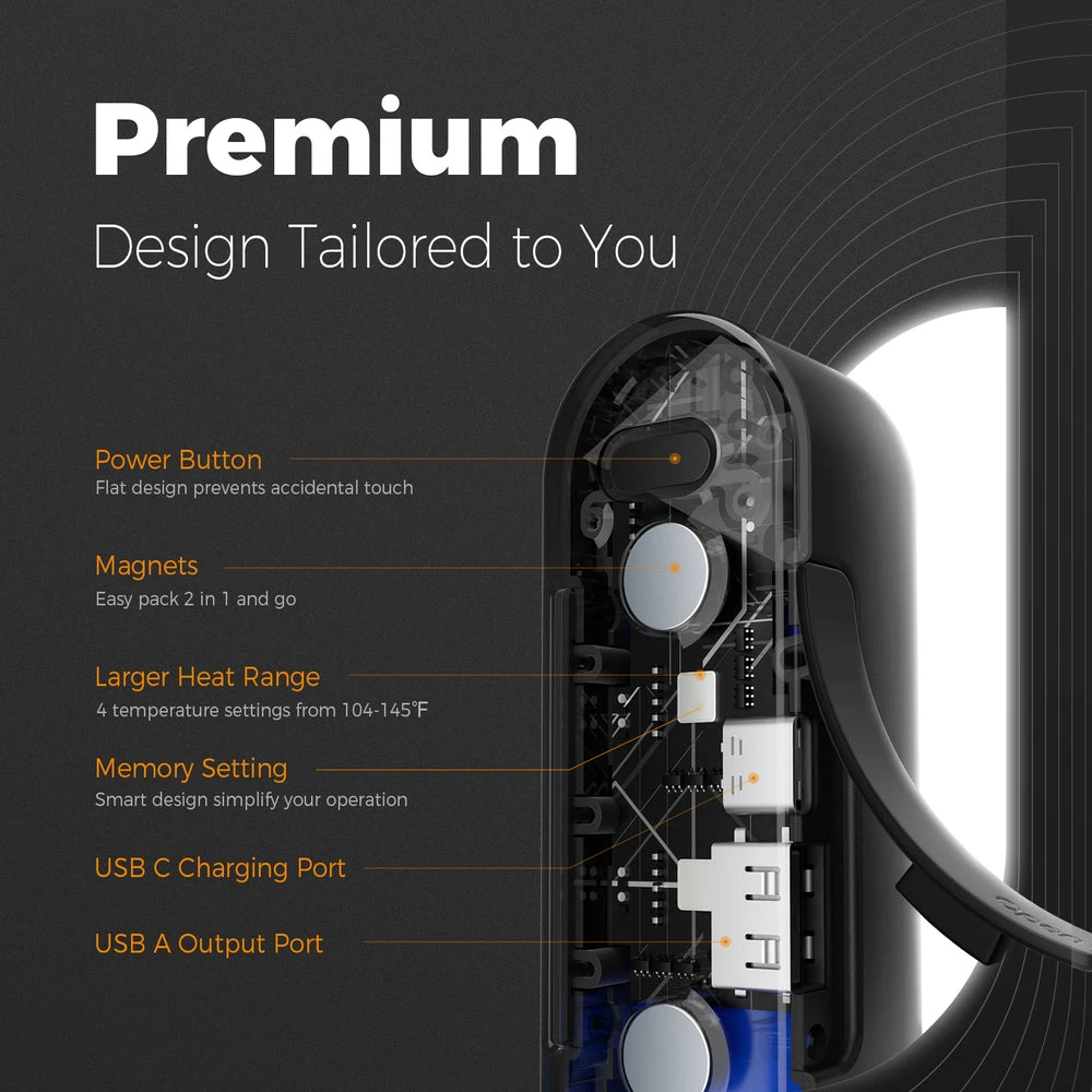 Ocoopa UT2s 2*5000mAh Rechargeable MagTwins Hand Warmer 9 Ocoopa UT2s 2*5000mAh Rechargeable MagTwins Hand Warmer - Image 7