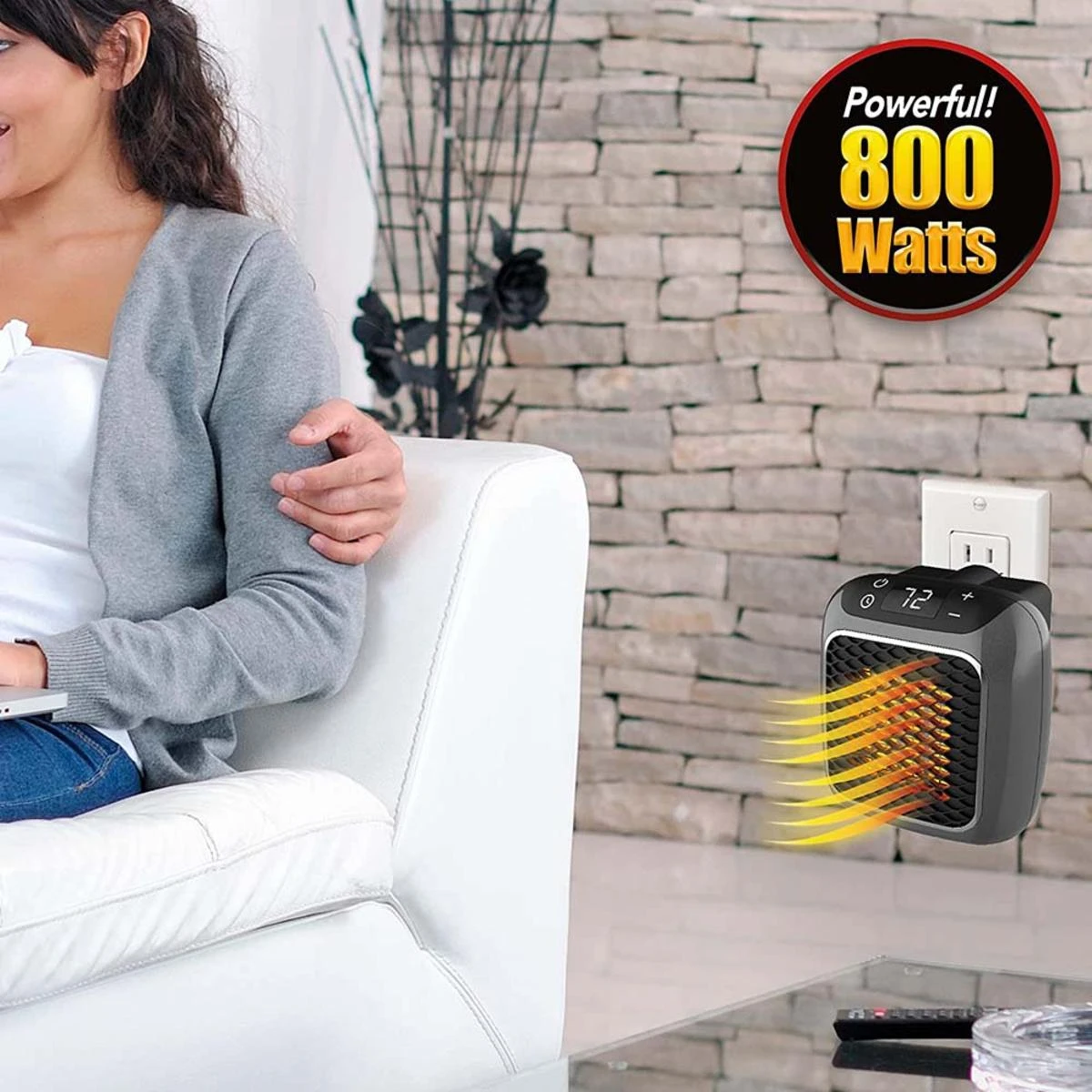 Ontel Handy Heater Heat Boss Turbo 800 Watt Space-Saving Wall Outlet Heater 6 Ontel Handy Heater Heat Boss Turbo 800 Watt Space-Saving Wall Outlet Heater - Image 4