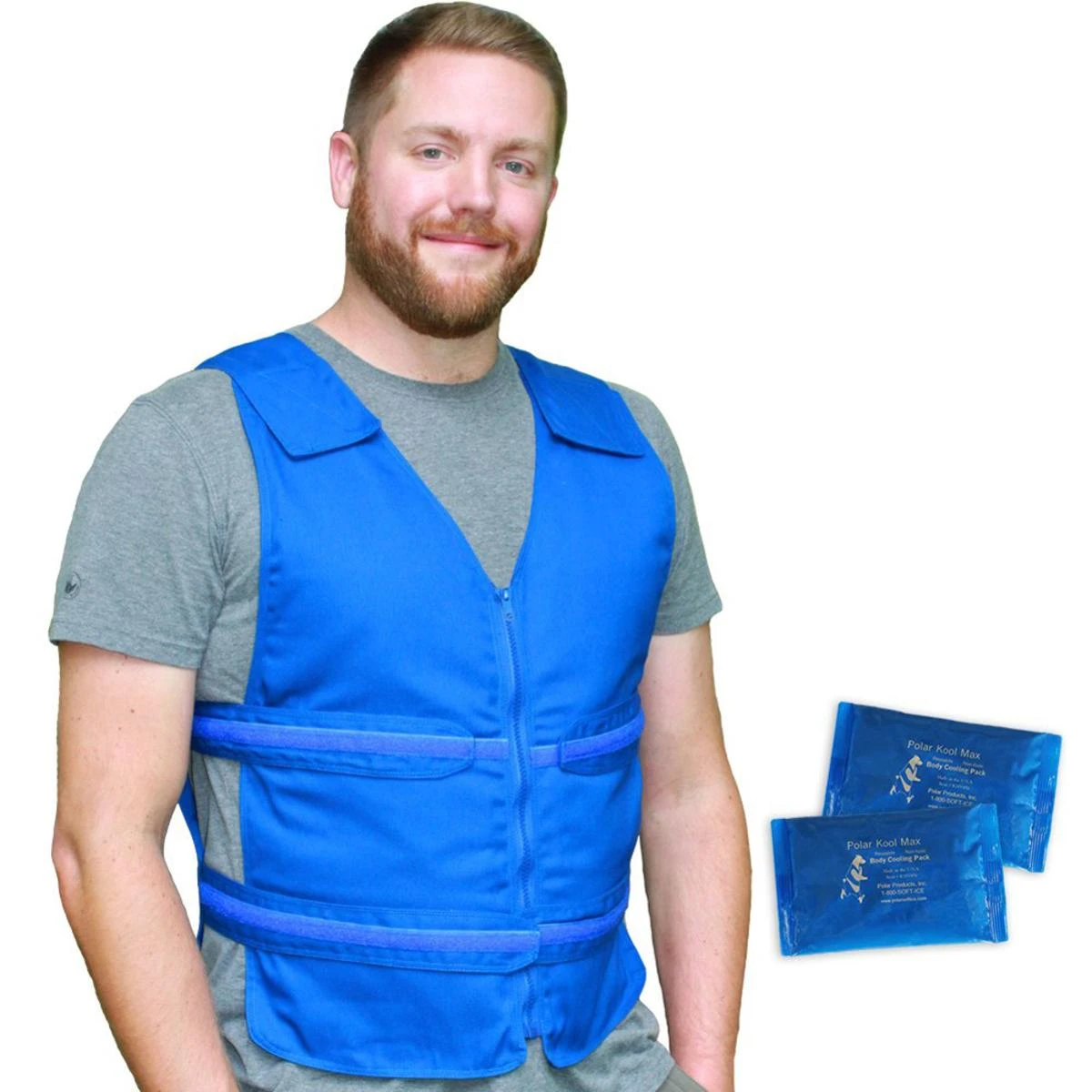 Polar Products Kool Max Adjustable Front Zipper Cooling Vest For Size M/L 4 Polar Products Kool Max Adjustable Front Zipper Cooling Vest For Size M/L - Image 2