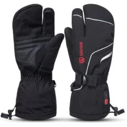Savior Heat Unisex Rechargeable Battery Operated Electric Heated Three Finger Ski Mittens
