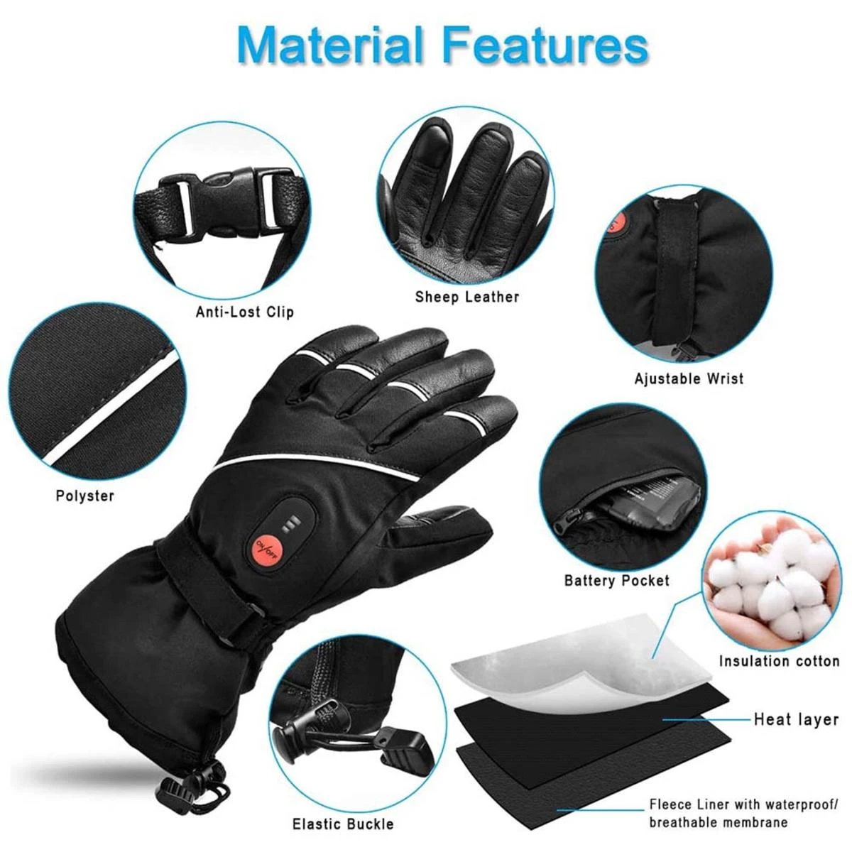 Snow Deer Unisex Rechargeable Battery Powered Electric Outdoor Heated Gloves 6 Snow Deer Unisex Rechargeable Battery Powered Electric Outdoor Heated Gloves - Image 4