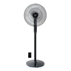 Sunpentown 16in DC-Motor Energy Saving Stand Fan With Remote And Timer - Piano Black