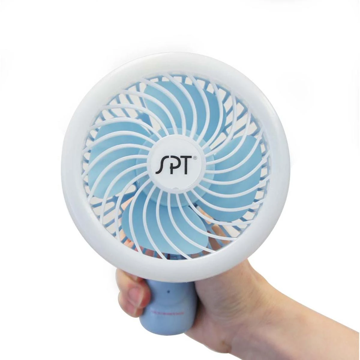 Sunpentown Rechargeable Personal Hand-Held Fan With LED Light - Blue 4 Sunpentown Rechargeable Personal Hand-Held Fan With LED Light - Blue - Image 2