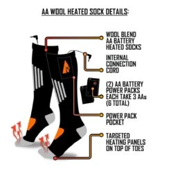 Temp360 Wool AA Battery Heated Socks -Hestra Clothing Store temp360 aa battery heated socks wool 108