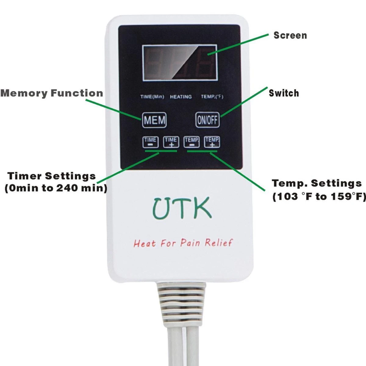 UTK Far Infrared Heating Pad - Natural Jade Heating Pad For Neck & Shoulder 21.5inx23.5in 6 UTK Far Infrared Heating Pad - Natural Jade Heating Pad For Neck & Shoulder 21.5inx23.5in - Image 4