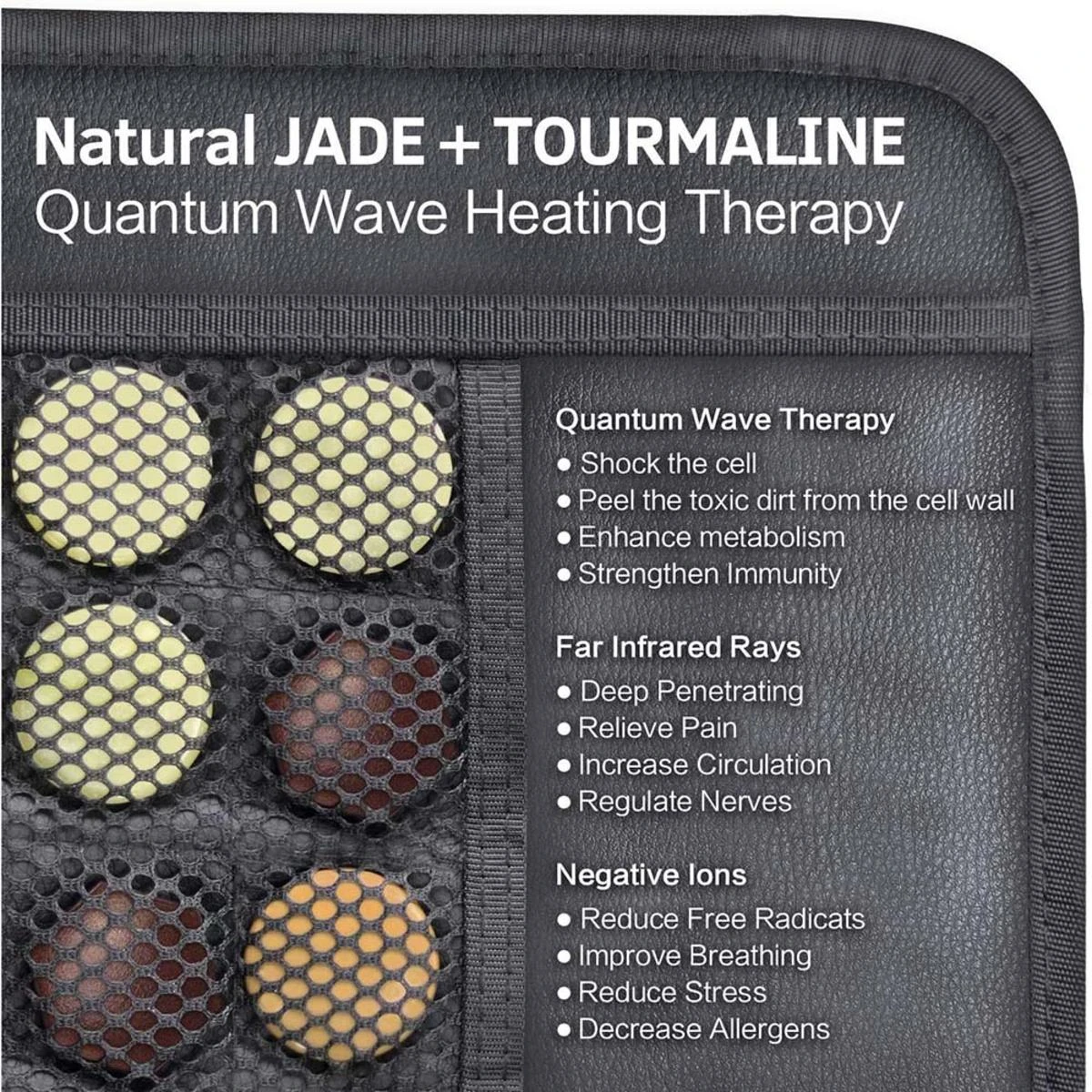 UTK Full Body Quantum Wave Infrared Heating Pad With 60 Magnet Stones, 48 Tourmaline Stones, 321 Natural Jade Stones - 24inx70in 5 UTK Full Body Quantum Wave Infrared Heating Pad With 60 Magnet Stones, 48 Tourmaline Stones, 321 Natural Jade Stones - 24inx70in - Image 3