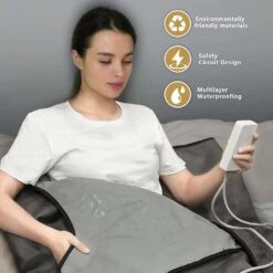 UTK Infrared FIR Sauna Blanket With Natural Jade & Tourmaline Stone - Full-Size Body Blanket -Hestra Clothing Store utk infrared sauna blanket sauna blanket for detox sauna fir therapy natural jade tourmaline stone 660mm photon pain relief sweat fast home spa full size body blanket 50 plastic wrap s 103