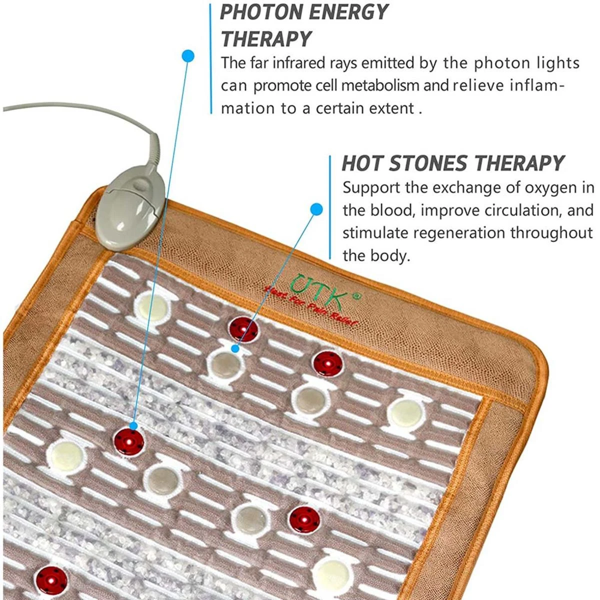 UTK Photon Far Infrared Heating Mat For Pain Relief - Amethyst Therapy Pad 38in X 21in 5 UTK Photon Far Infrared Heating Mat For Pain Relief - Amethyst Therapy Pad 38in X 21in - Image 3