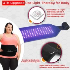 UTK Red Light Therapy Belt For Body Pain Relief 4 In 1 Flexible Wearable Device With 470/660/850nm -Hestra Clothing Store utk red light therapy belt for body pain relief 4 in 1 flexible wearable device with 470 660 850nm 115