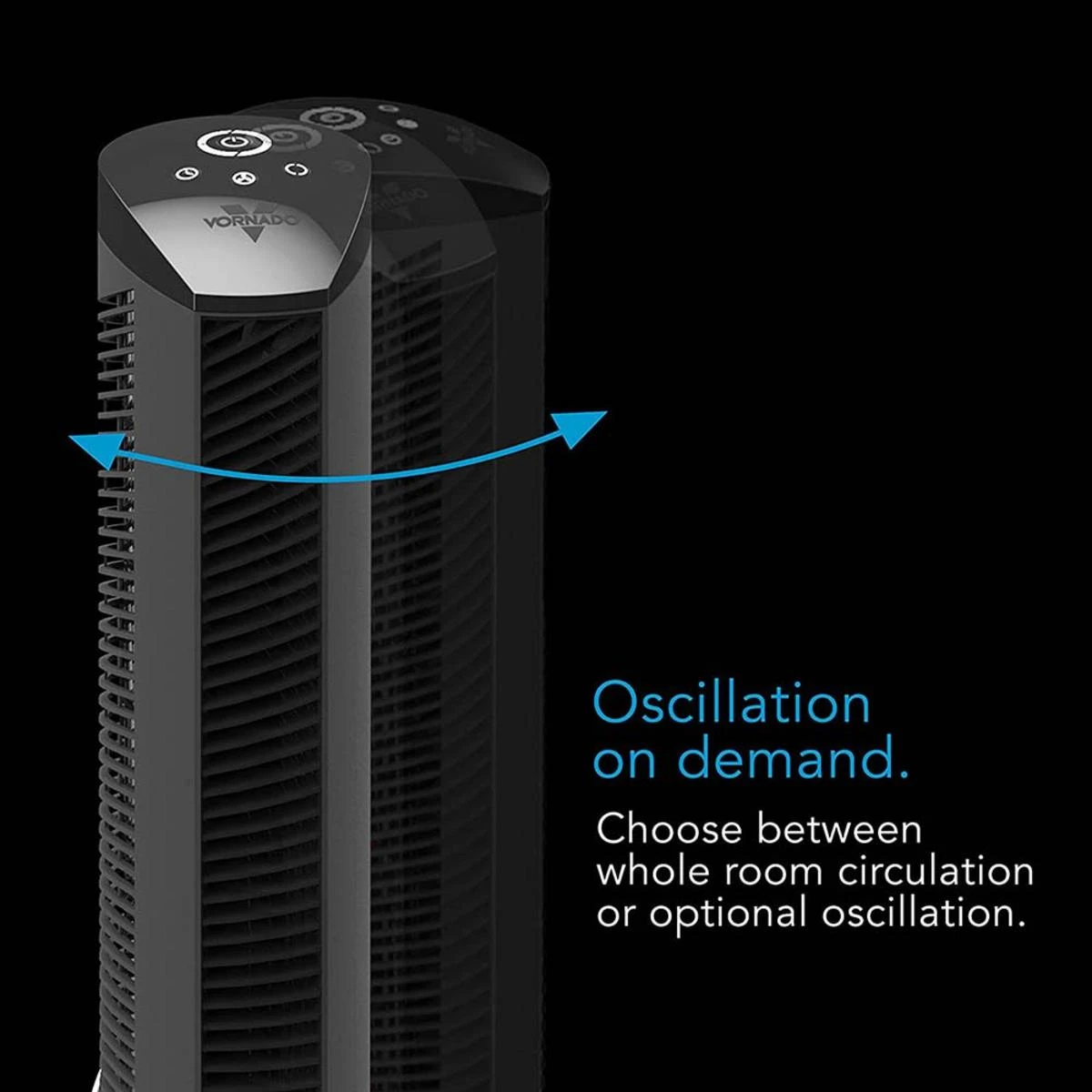 Vornado OSCR37 37in Oscillating Air Circulator Tower Fan With Remote, Timer And Touch Controls - Black 4 Vornado OSCR37 37in Oscillating Air Circulator Tower Fan With Remote, Timer And Touch Controls - Black - Image 2