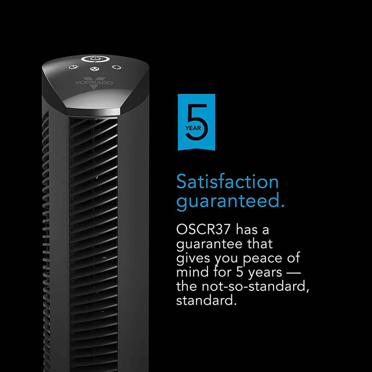 Vornado OSCR37 37in Oscillating Air Circulator Tower Fan With Remote, Timer And Touch Controls - Black 7 Vornado OSCR37 37in Oscillating Air Circulator Tower Fan With Remote, Timer And Touch Controls - Black - Image 5