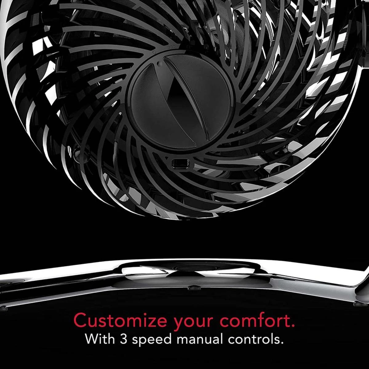 Vornado Pivot3 Compact Air Circulator Fan With Pivoting Axis, 3 Speed Settings, Removable Grill For Cleaning - Black 4 Vornado Pivot3 Compact Air Circulator Fan With Pivoting Axis, 3 Speed Settings, Removable Grill For Cleaning - Black - Image 2